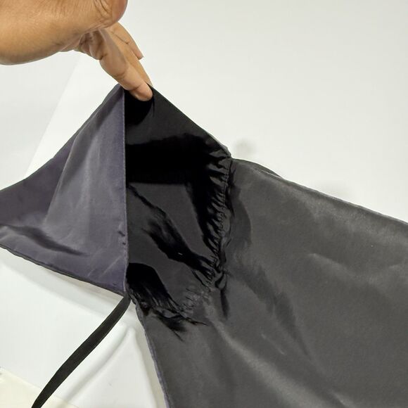 Women Satin Crossbody Shoulder Bag Dark Blue Fold Over Flap 11x12 in - Picture 8 of 16